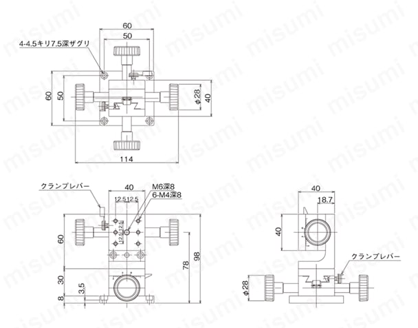 DT XZ軸ステージ（手動ステージ） 外形図13
