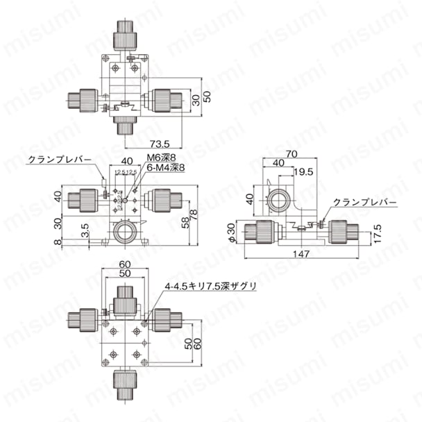 DT XZ軸ステージ（手動ステージ） 外形図16