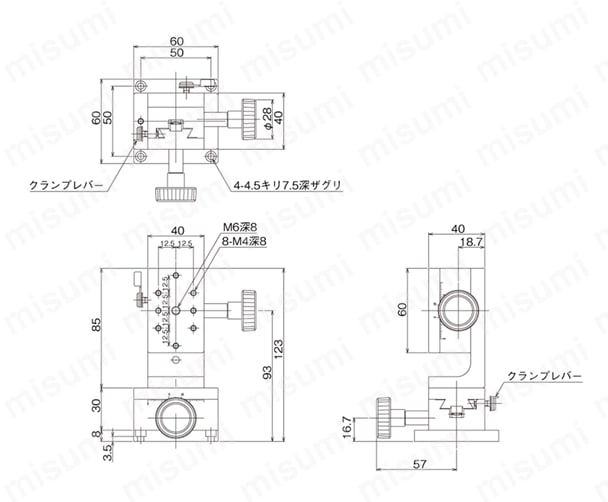 DT XZ軸ステージ（手動ステージ） 外形図17