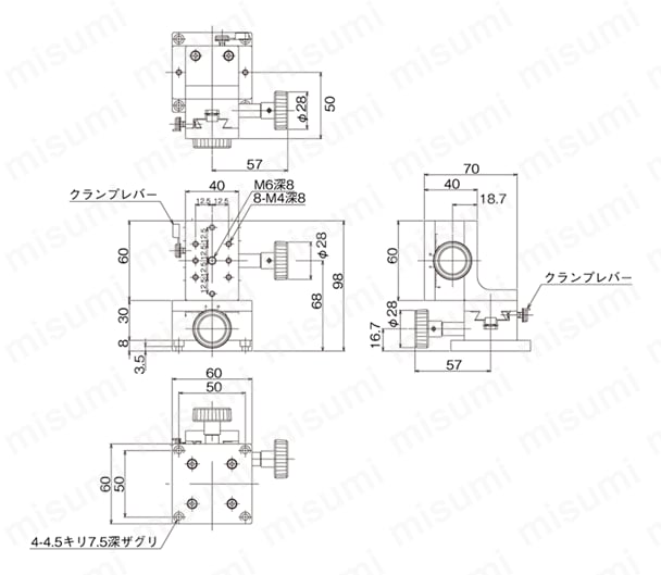 DT XZ軸ステージ（手動ステージ） 外形図18