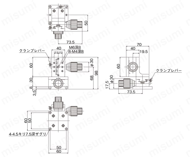 DT XZ軸ステージ（手動ステージ） 外形図20