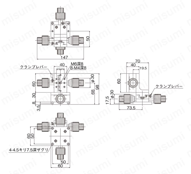 DT XZ軸ステージ（手動ステージ） 外形図24