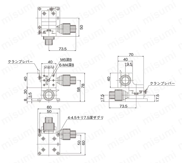 DT XZ軸ステージ（手動ステージ） 外形図12