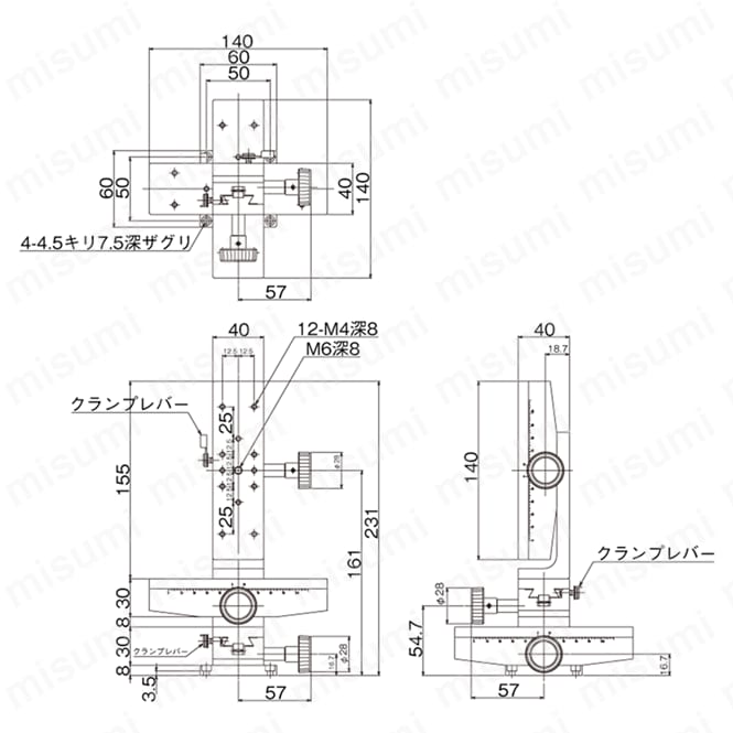 LT-912 | DT XYZ軸ステージ（手動ステージ） | 中央精機 | MISUMI(ミスミ)