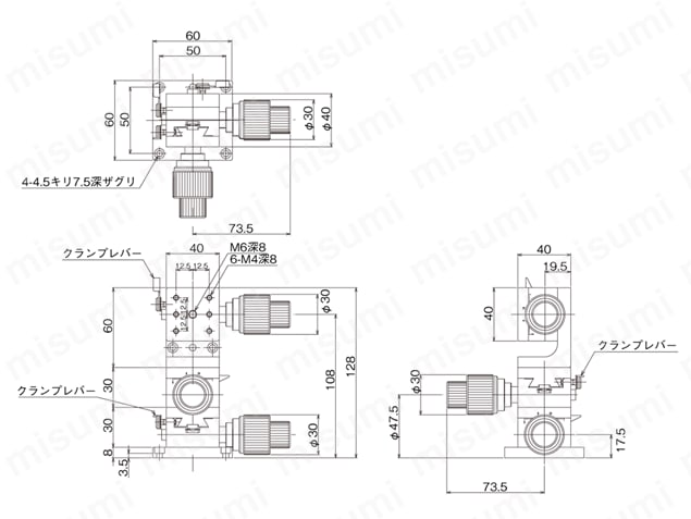 DT XYZ軸ステージ（手動ステージ） 外形図11