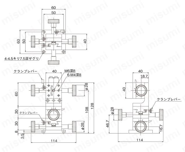 DT XYZ軸ステージ（手動ステージ） 外形図13
