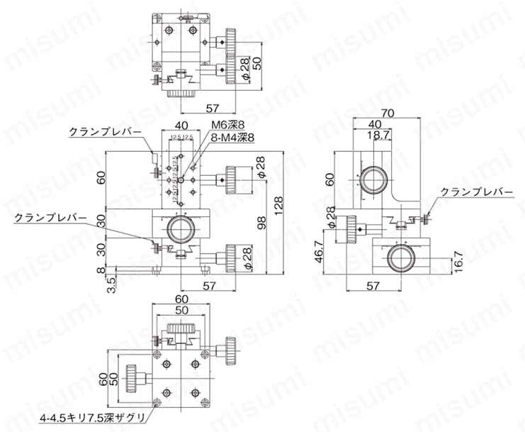 DT XYZ軸ステージ（手動ステージ） 外形図18