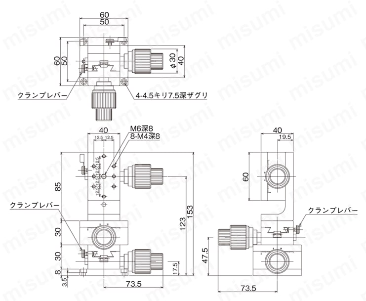 DT XYZ軸ステージ（手動ステージ） 外形図19