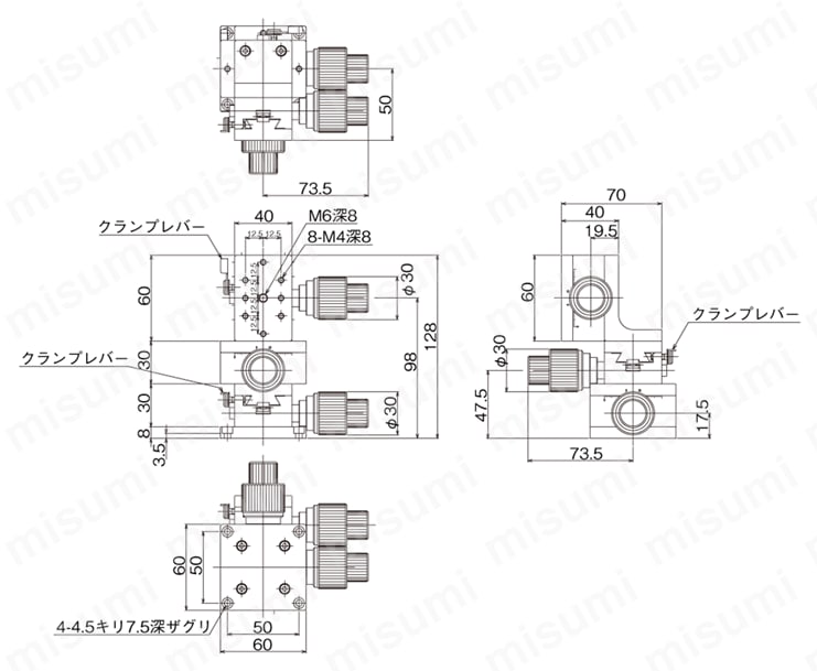 DT XYZ軸ステージ（手動ステージ） 外形図20