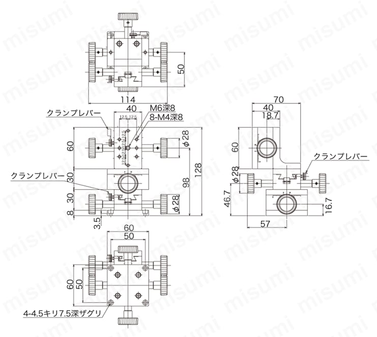 DT XYZ軸ステージ（手動ステージ） 外形図22