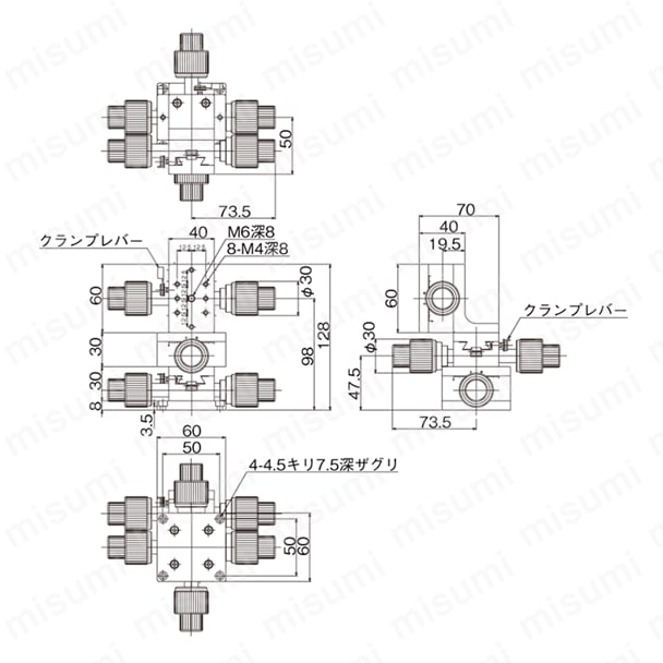DT XYZ軸ステージ（手動ステージ） 外形図24