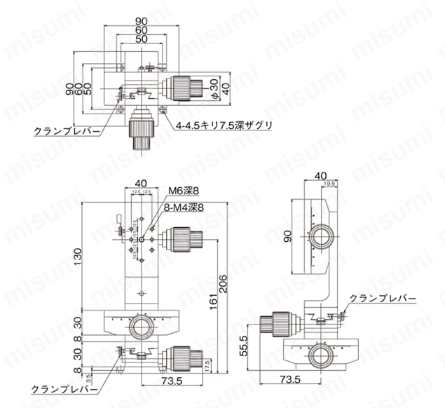DT XYZ軸ステージ（手動ステージ） 外形図27