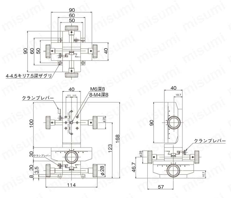 型番 | DT XYZ軸ステージ（手動ステージ） | 中央精機 | MISUMI(ミスミ)