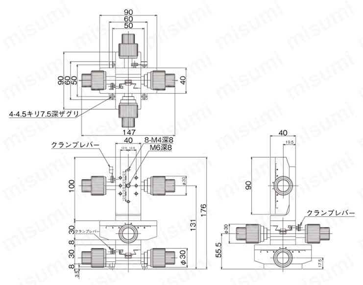 DT XYZ軸ステージ（手動ステージ） 外形図32