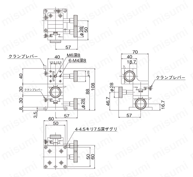 DT XYZ軸ステージ（手動ステージ） 外形図10