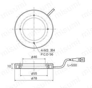 水平ダイレクトリング照明 OPDR-Hシリーズ OPDR-H78-46_-1外形図