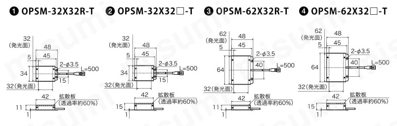 表面実装式バックライト OPSMシリーズ 外形図-1