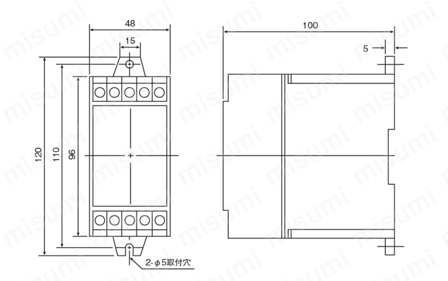 過電流警報器 センサ内蔵・電源直結型過電流警報器 0.2A～20A プログラム方式 外形図01