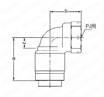 ステンレス鋼管対応 ワンタッチ式継手 EGジョイント 水栓エルボEGWE（JIS G 3448用） 外形図