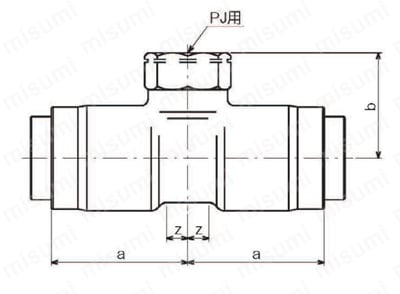 ステンレス鋼管対応 ワンタッチ式継手 EGジョイント 水栓ティーEGWT（JIS G 3448用） 外形図