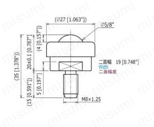 ボールベアー ISC-16型（本体材質 ステンレス） 外形図