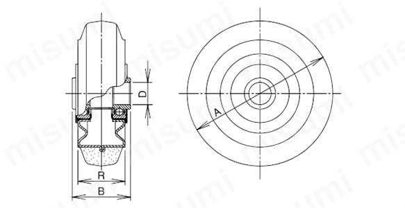 S-130 | 鋼板製ポリブタジェンゴム車輪 SType | 岐阜産研工業（ウカイ