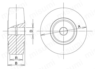 UWA型 MCナイロン車輪（滑り軸受け） 外形図