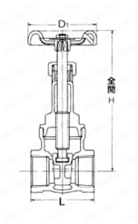 J5K 鉛フリー青銅ねじ込み形仕切弁（JIS B 2011）≪新JISマーク表示製品≫ 外形図