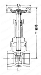 J5K 青銅ねじ込み形仕切弁（JIS B 2011）≪新JISマーク表示製品≫ 外形図