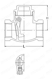 10K 青銅ねじ込み形スイング逆止め弁（メタルシート）（JIS B 2011）≪新JISマーク表示製品≫ 外形図
