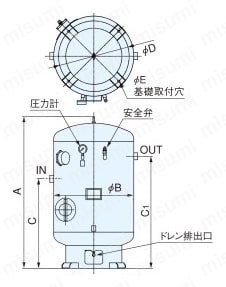 ST800D-90 | 空気タンク ST | 明治機械製作所 | MISUMI(ミスミ)