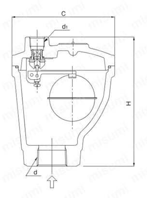 ナイロンコーティング空気抜弁 TA-3Cシリーズ 外形図