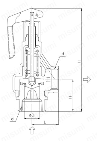 安全リリーフ弁 AL-150Lシリーズ 外形図