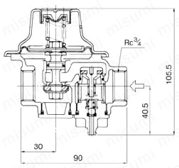 水道用減圧弁 GD-55-80シリーズ 外形図