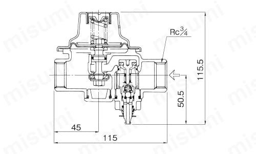 寒冷地用水道用減圧弁 GD-56R-80シリーズ 外形図