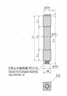 3管角ヒンジピン B-970 外形図