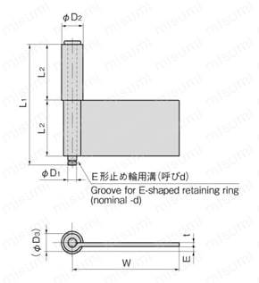 ステンレス2管型加工蝶番 B-1543-A 外形図1