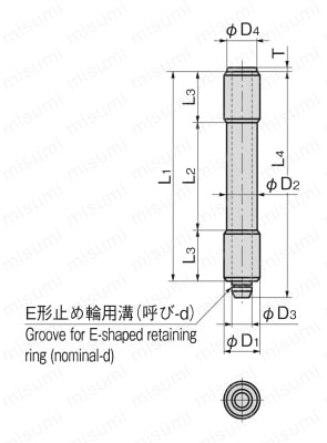 ステンレス3管丸ヒンジピン B-1097 外形図