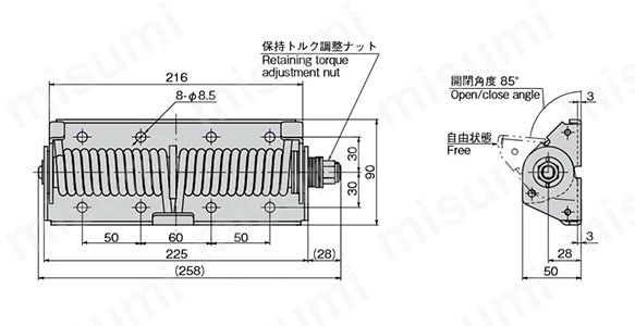 ステンレススプリング付トルクヒンジ B-1346:関連画像