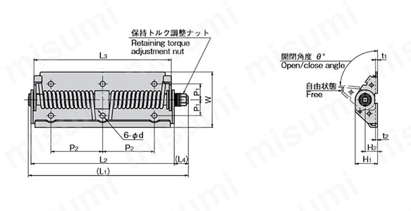 ステンレススプリング付トルクヒンジ B-1346:関連画像