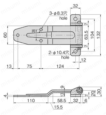 ステンレスリーフヒンジ FB-1813 外形図2