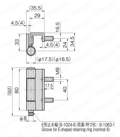 重量用裏蝶番（B-1063・ステンレス製） | タキゲン製造 | MISUMI(ミスミ)
