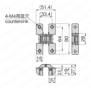 蝶b WOODONE住宅部品 クローゼットドア 丁番：クローゼット用丁番3