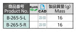 ステンレス縦型抜差蝶番 B-1066-P 規格表