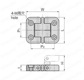 プラスチックマリンヒンジ BP-13 外形図1