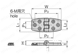 プラスチックマリンヒンジ BP-19-4 外形図1