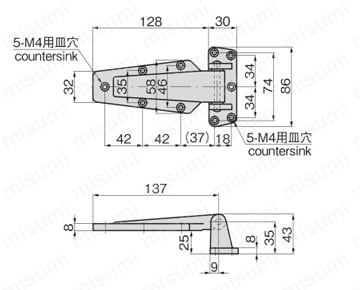 リーフヒンジ FB-758 外形図1