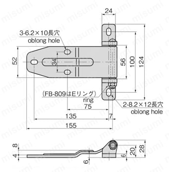 リーフヒンジ FB-809 外形図1