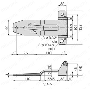 リーフヒンジ FB-813 外形図1