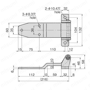 リーフヒンジ FB-820 外形図1
